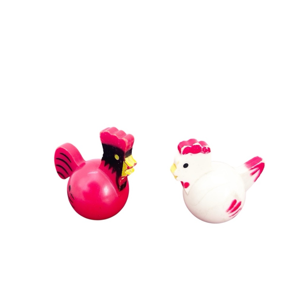 Vintage Fisher-Price Rooster & Hen Figures Pretend Play Nostalgia-Core